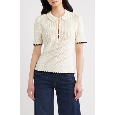 FRAME FRAME The Daybreak Open Stitch Polo Sweater