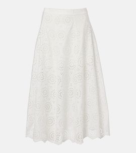 Frame Frame The Deco broderie anglaise cotton midi skirt