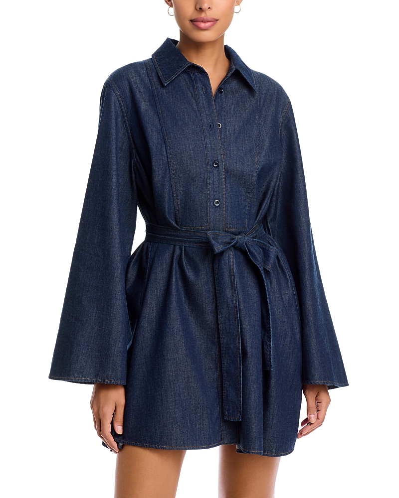 mini denim dress near me Jeanie Bow Shoulder pocket styling Turkish Abaya Size:4P The Right Impression Medium