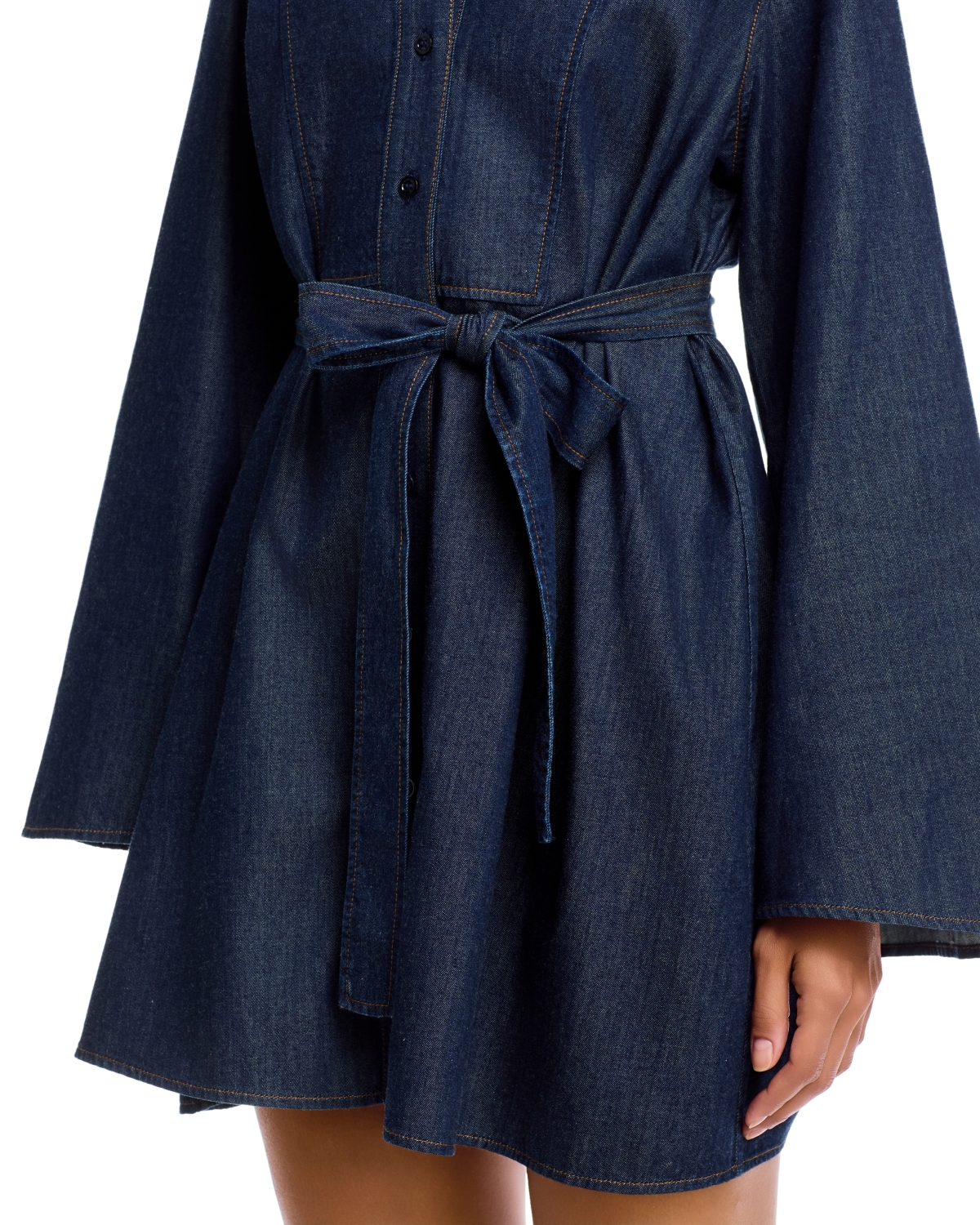 denim wrap mini dress Mint Velvet Mid Blue Long Sleeve Shirt | Size 8 | Blue SCH002116_W Fit:Slim Fit high boots and gold How to Wear a