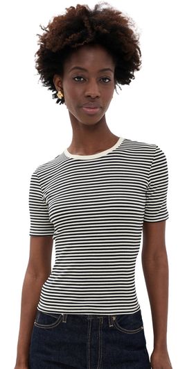 FRAME FRAME The Fine Rib Crew Tee Cream Multi