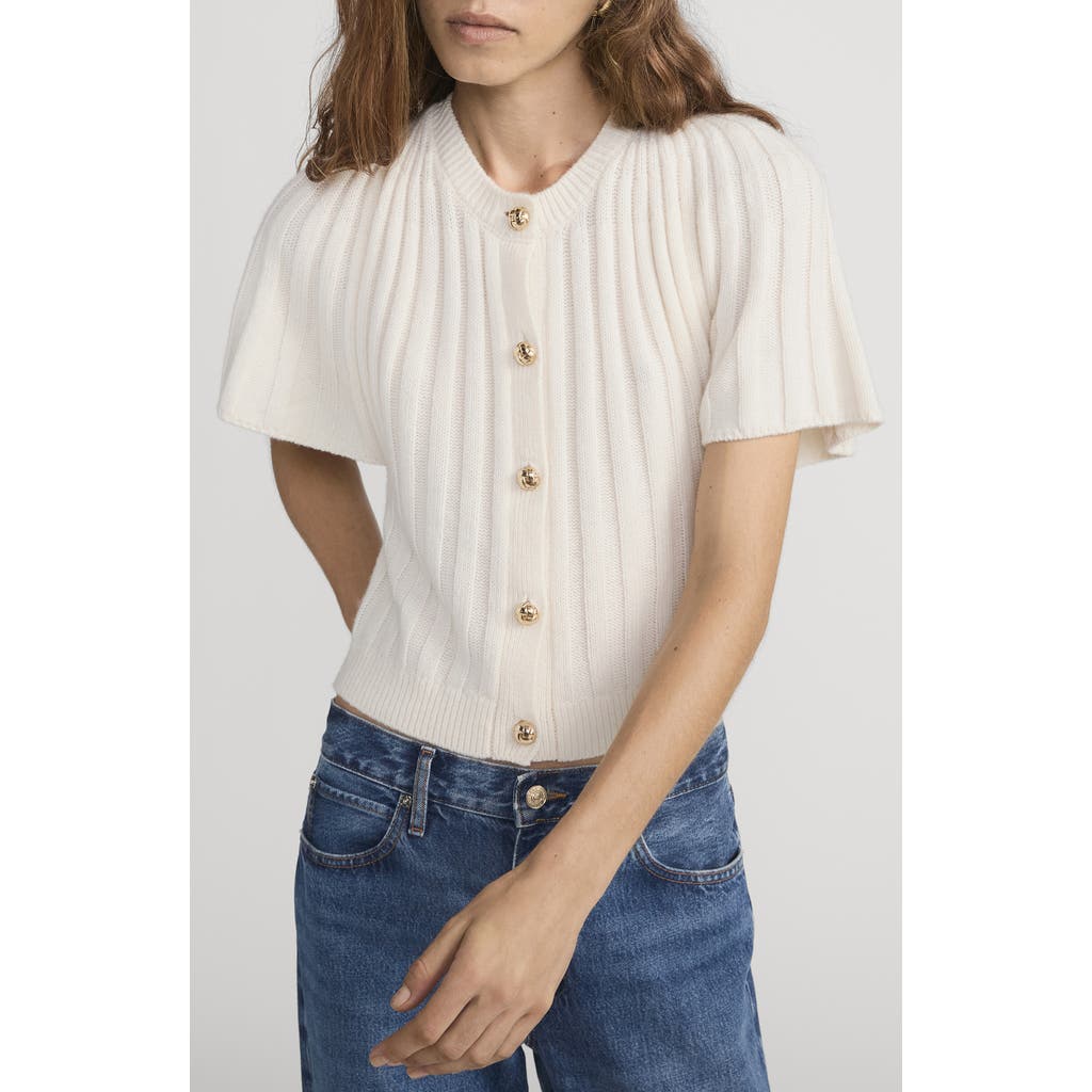 FRAME FRAME The Flutter Wool & Cashmere Short Sleeve Cardigan