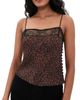 FRAME FRAME The Lace Delphine Silk Camisole Dark Leopard Multi - 1