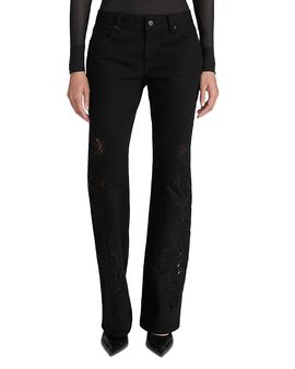 Frame Frame The Lace Rodeo Low Rise Jeans in Black
