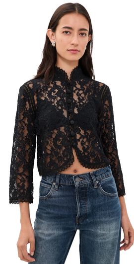 FRAME FRAME The Lace Salon Top Black