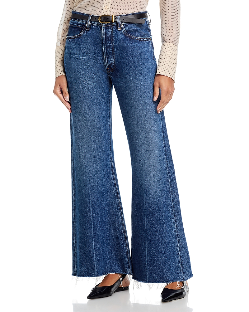 Frame - The Lax High Rise Flare Jeans in Antidote Raw Fray