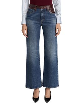 Frame Frame The Leather Contrast Swing High Rise Jeans in Sail