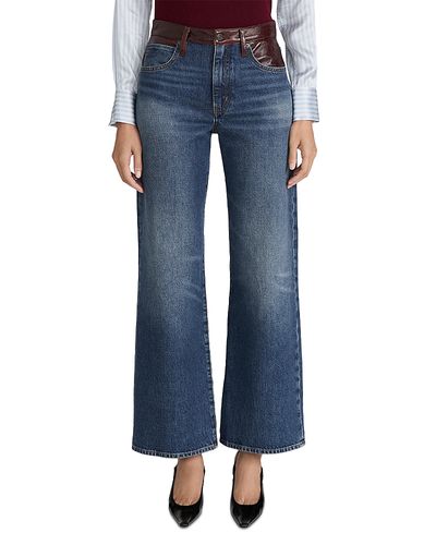 Frame Frame The Leather Contrast Swing High Rise Jeans in Sail