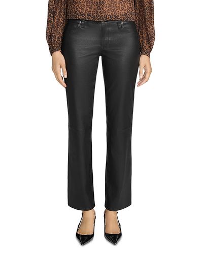 Frame Frame The Leather Mid Rise Ankle Cigarette Jeans in Black