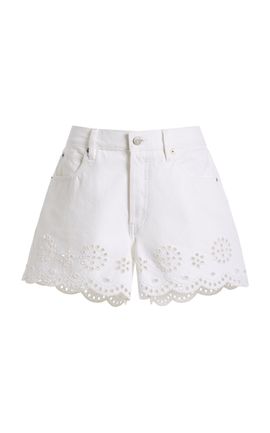 FRAME FRAME The Long Hang Eyelet Cotton Shorts