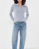 FRAME FRAME The Long Sleeve Honeycomb Polo Sweater Grey Blue - 5