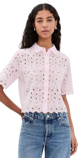 FRAME FRAME The Paisley Eyelet Top Bubble Gum