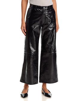 Frame Frame The Patent Leather High Rise Swing Jeans in Black