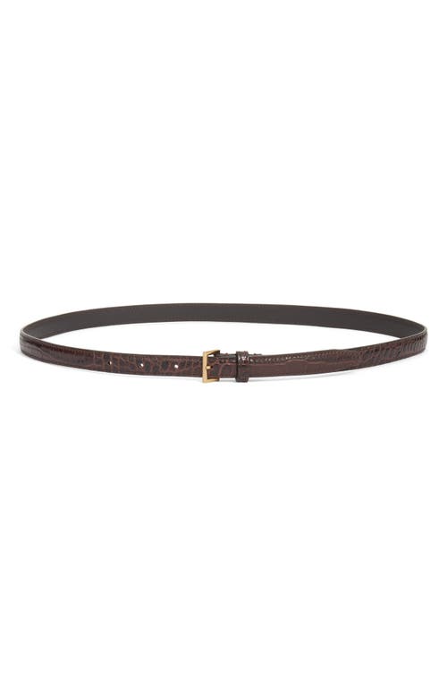 FRAME FRAME The Petite Square Buckle Croc Embossed Leather Belt