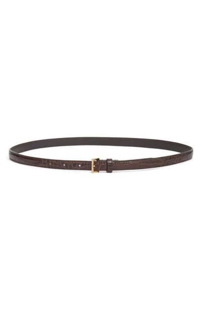 FRAME FRAME The Petite Square Buckle Croc Embossed Leather Belt