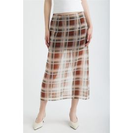 FRAME FRAME The Plaid Silk Organza Midi Skirt