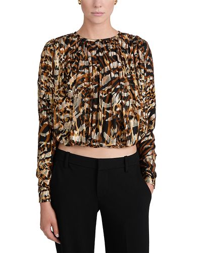 Frame Frame The Pleated Bubble Silk Cropped Top