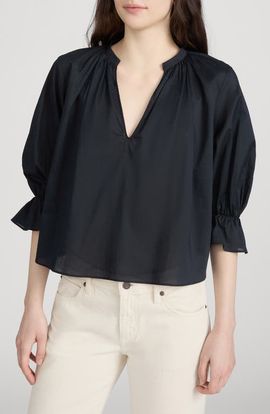 FRAME FRAME The Poet Ruffle Sleeve Cotton Top