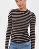 FRAME FRAME The Pointelle Crewneck Chestnut Stripe - 2