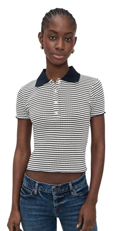 FRAME FRAME The Pointelle Polo Navy Multi