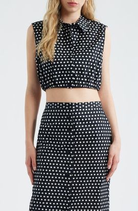FRAME FRAME The Polka Dot Sleeveless Crop Shirt