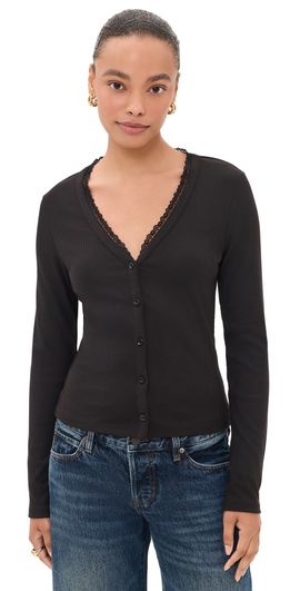 FRAME FRAME The Rib Trim Cardigan Black
