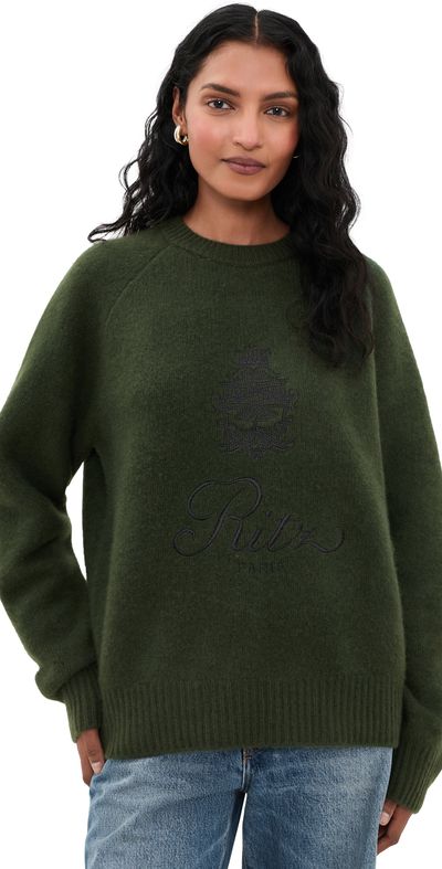FRAME FRAME The Ritz Unisex Brushed Cashmere Sweater Military Green