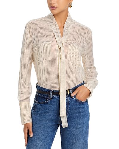 Frame Frame The Silk Polka Dot Modern Tie Blouse