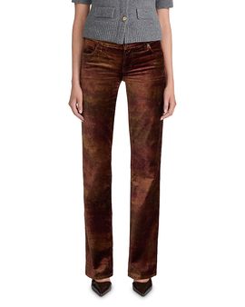 Frame Frame The Velvet Rodeo Low Rise Jeans in Deep Garnet Brocade