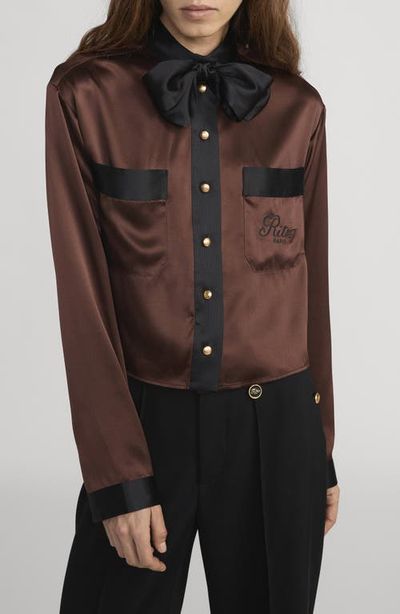 FRAME FRAME x The Ritz Paris Silk Satin Button-Up Shirt