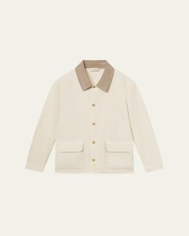 FRAME Men's Corduroy-Collar Canvas Shirt Jacket