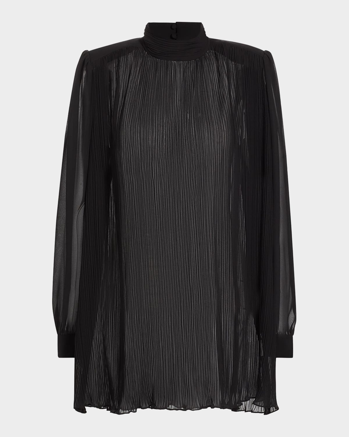 FRAME Pleated Strong-Shoulder Blouse