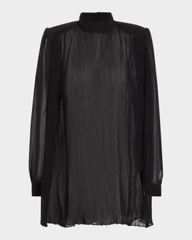 FRAME Pleated Strong-Shoulder Blouse