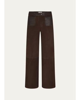 FRAME Suede Slim Wide-Leg Pants