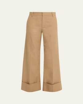 FRAME The Cuffed Slim Palazzo Trousers