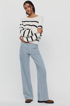 FRAME The Gray Corduroy Low-Rise Wide-Leg Jeans