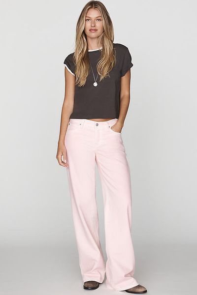 FRAME The Gray Low-Rise Wide-Leg Cotton Jeans