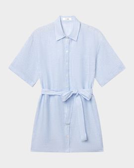 FRAME The Linen Belted Mini Shirtdress