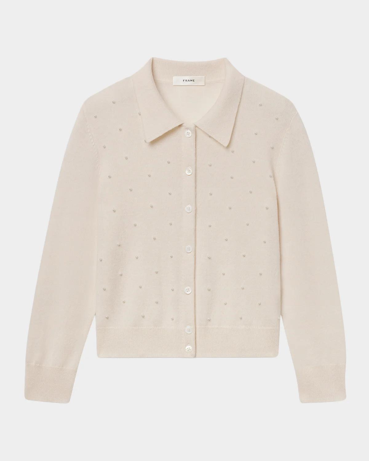 FRAME The Pearly Wool-Cashmere Cardigan