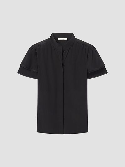 FRAME Women's Arcadia Silk Short-Sleeve Top