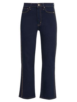 Frame Women's Le Sleek Studded High-Rise Straight-Leg Jeans