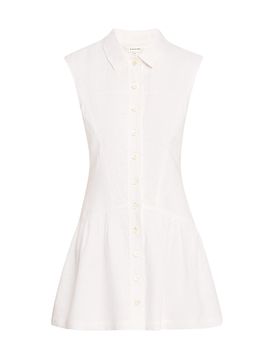 FRAME Women's Linen Cap-Sleeve Mini-Shirtdress