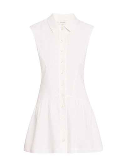FRAME Women's Linen Cap-Sleeve Mini-Shirtdress