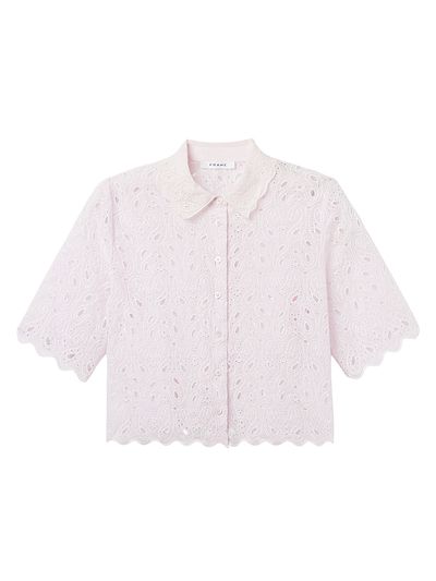 FRAME Women's Paisley Eyelet Crop Shirt