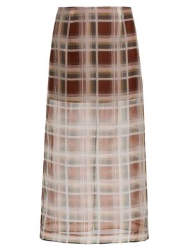 FRAME Women's Plaid Silk Organza Pencil Skirt