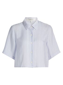 FRAME Women's Striped Silk Lace Crop Shirt