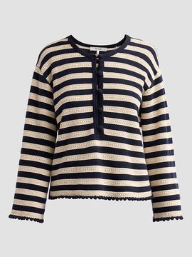 FRAME Women's The Easy Captain Striped Cotton-Cashmere Sweater