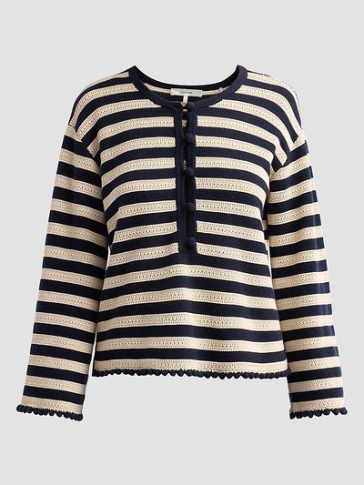FRAME Women's The Easy Captain Striped Cotton-Cashmere Sweater