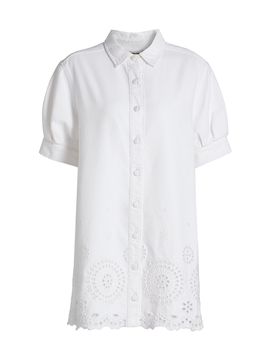 FRAME Women's The Eyelet Play Cotton-Blend Mini Shirtdress
