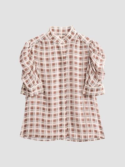 FRAME Women's The Gillian Sheer Plaid Silk Top